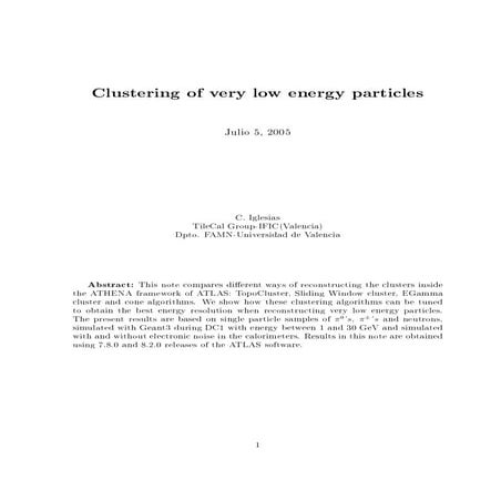 Artículo Cientifico "Clustering of vety low energy particles"
