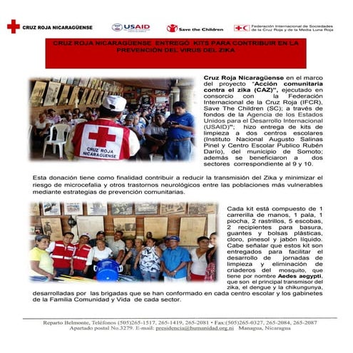 CRUZ ROJA NICARAGÜENSE ENTREGÓ KITS PARA CONTRIBUIR EN LA PREVENCIÓN DEL VIRU...
