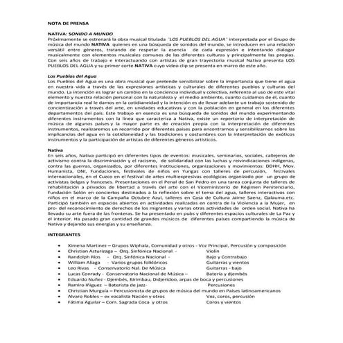 Nota de prensa  primer corte