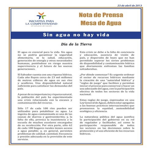 Sin agua no hay vida: Día de la Tierra