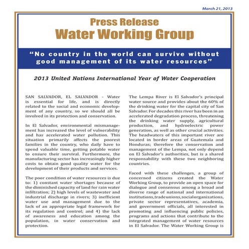 “No country in the world can survive without good management of its water res...