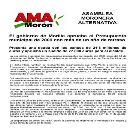 Nota De Prensa Presupuestos Enero10