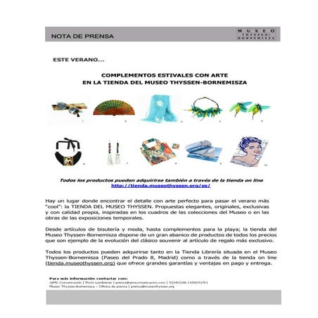 Complementos estivales con arte en la tienda del Museo Thyssen-Bornemisza