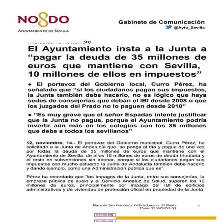 Nota deuda de la junta con sevilla