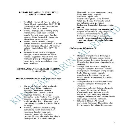sejarah stpm sem 2 - sumbangan Khalifah Harun Al-Rasyid (nota)