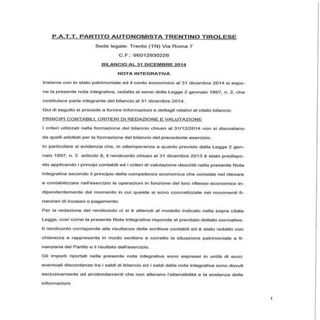 Nota integrativa 2014 | PDF