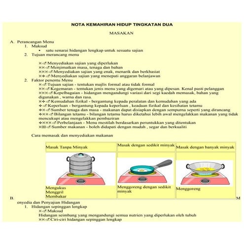 Nota kemahiran hidup tingkatan dua