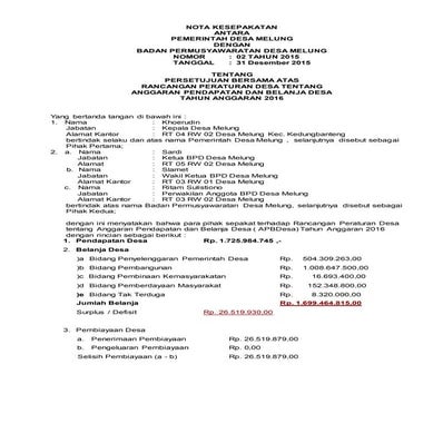 Nota kesepakatan rapbdes 2016