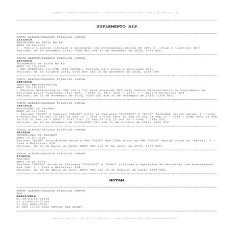 Notam Sul/Sudeste - 01-mai-16