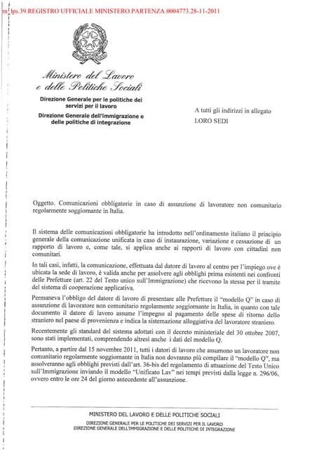 Modulo Unilav - Modulo