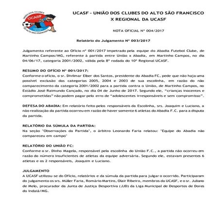 Nota Oficial nº 004/2017