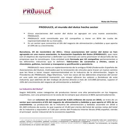 Nota prensa produlce_lanzamiento