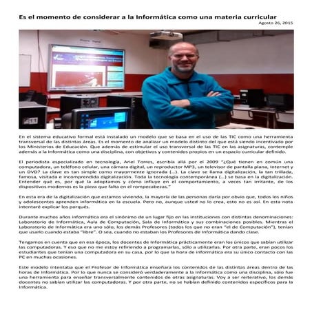 Nota RELPE: Es el momento de considerar a la Informática como una materia curricular