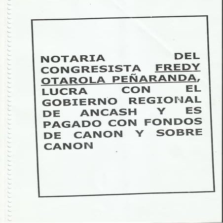 Notaria  de Fredy  Otorola lucra con el gobierno regional de Ancash