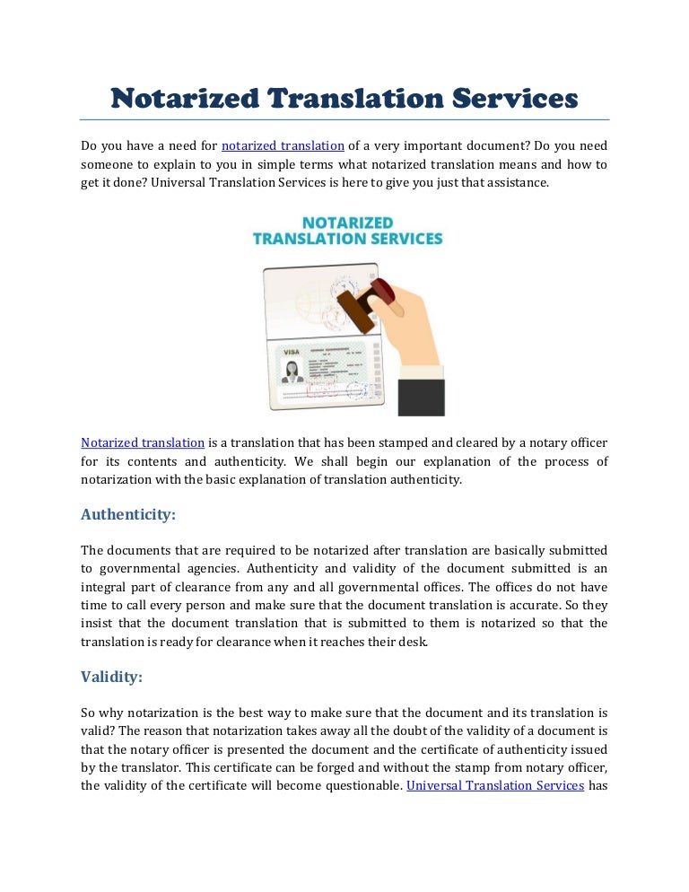 Notarized translation services