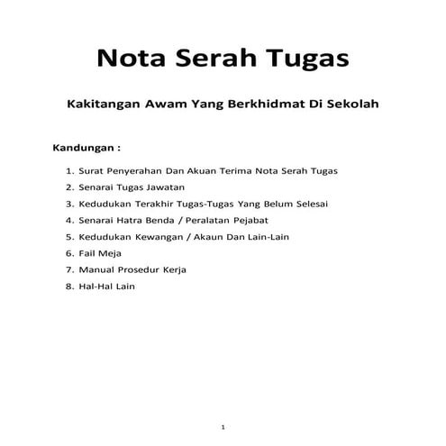 Nota serah tugas | DOCX