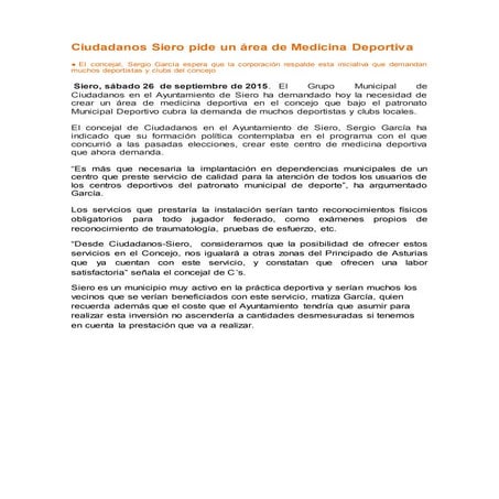 Nota Siero Unidad de medicina deportiva