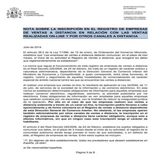 Nota sobre la inscripción en el Reg...