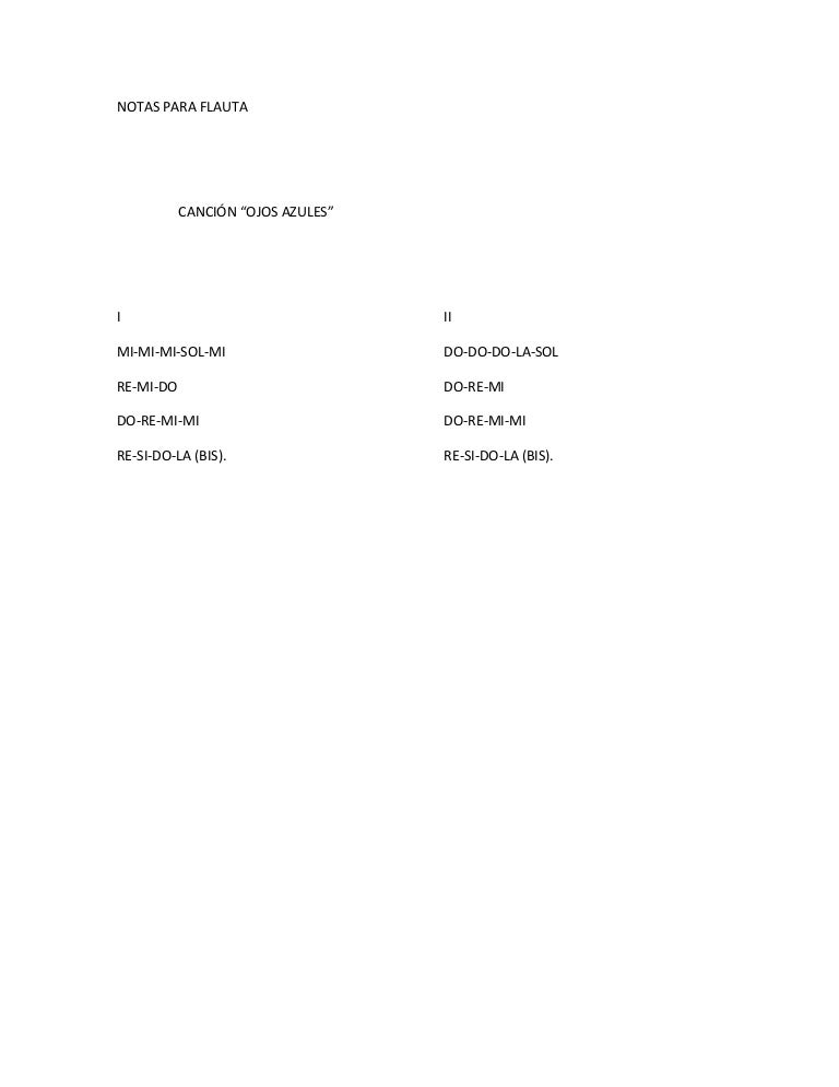 Notas para flauta canción ojos azules