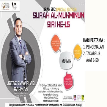 NOTA TADABBUR SURAH AL-MUKMINUN (AYAT 1-50)