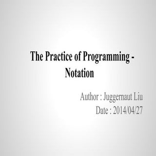 The Practice of Programming - Notation