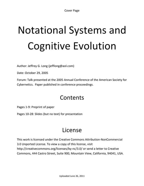 Notational systems and cognitive evolution