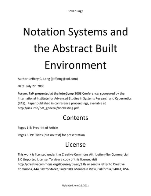 Notational systems and the abstract built environment