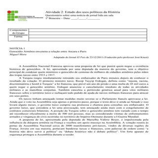 Notícia 1 - Genocidio armenio enven...