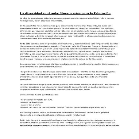 Diapositivas diversidad en el aula | PPTX