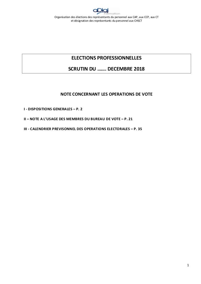 Note Concernant Les Opertaions De Vote Elections Professionnelles Fon