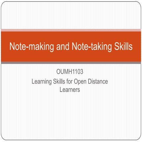 Note making and note-taking skills