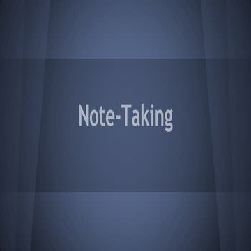 Note-taking Strategies and Techniques