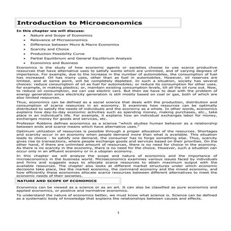 Note 1 introduction to microeconomics