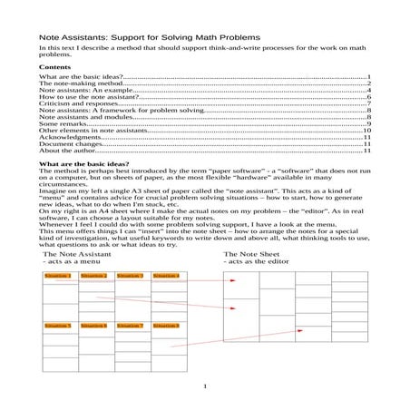 Note Assistants: Support for Solving Math Problems