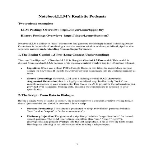 LLM and History Posts Overview Podcasts from NotebookLLM