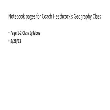 Coach Heathcock’s Geography Notebook