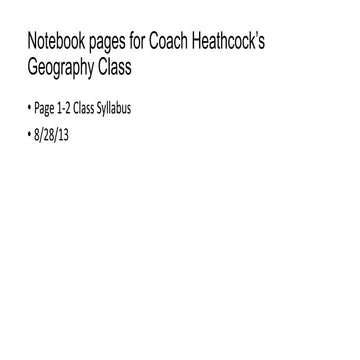 Coach Heathcock’s geography notebook
