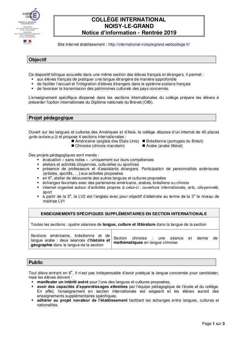 Note Dinformation Aux Familles Cliep Rs 2019