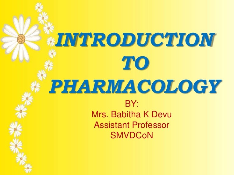 Note Introduction To Pharmacology