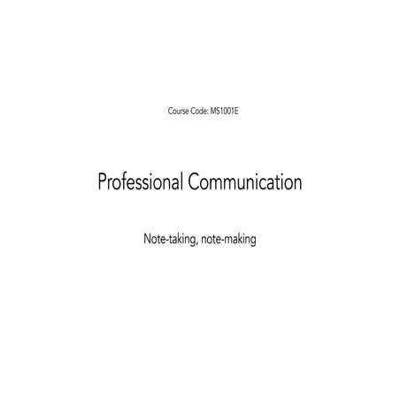 Note making- Professional communication- NIT notes