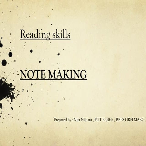 Note Making for class 12 English Core cbse syllabus