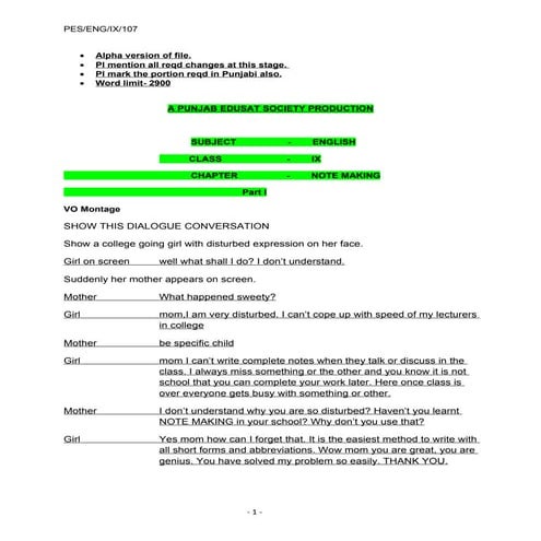 Note making part i alpha