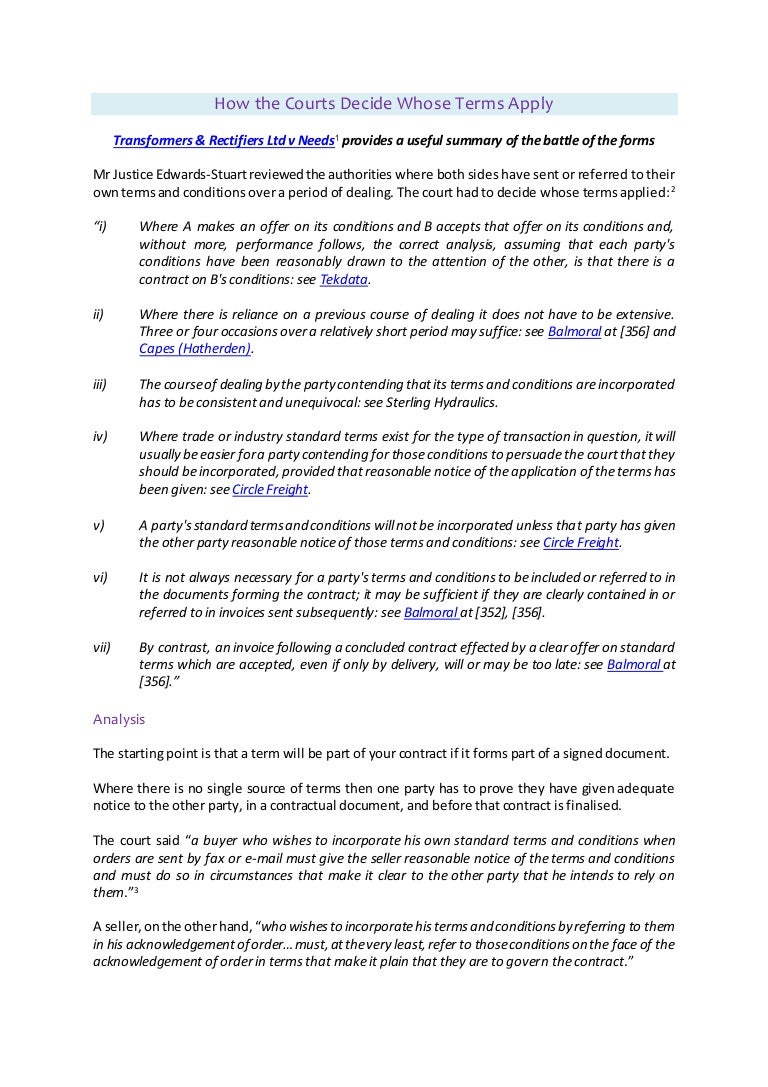 How Courts Decide Whose Terms Apply
