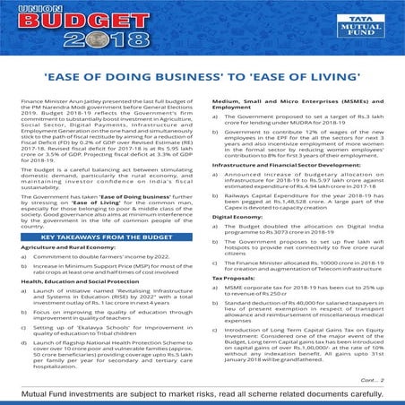 Budget 2018-19 Highlights