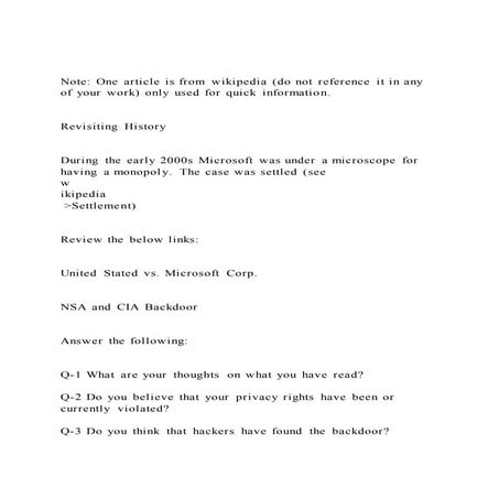 Note One article is from wikipedia (do not reference it in any | DOCX