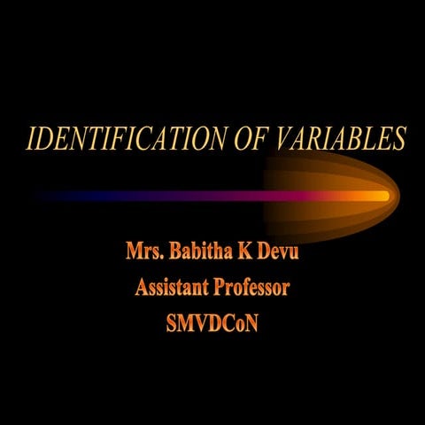 Babitha's Note on identification of variables