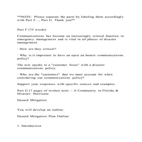 NOTE Please separate the parts by labeling them accordingly with 