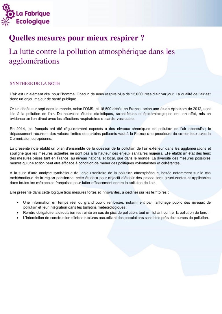 Note Pollution De L Air Vp