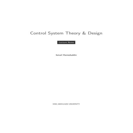 Control System Theory &amp; Design: Notes