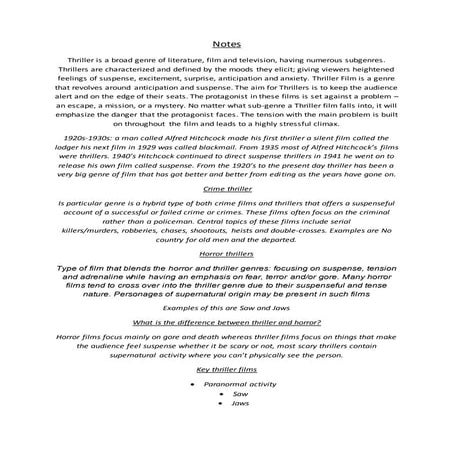 Notes on thriller films